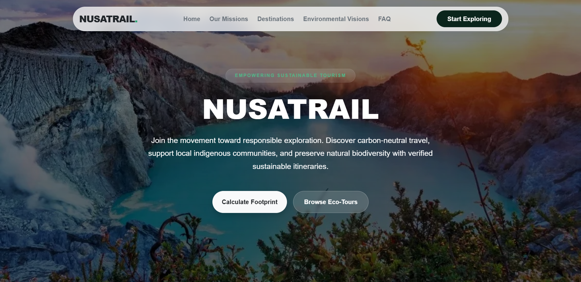 Tampilan desktop Nusa Trail