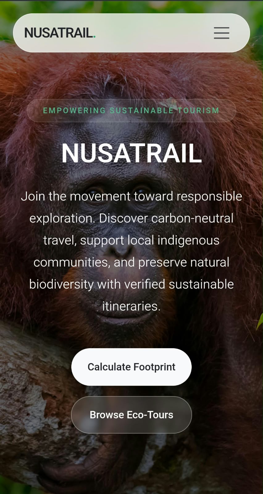 Tampilan mobile Nusa Trail